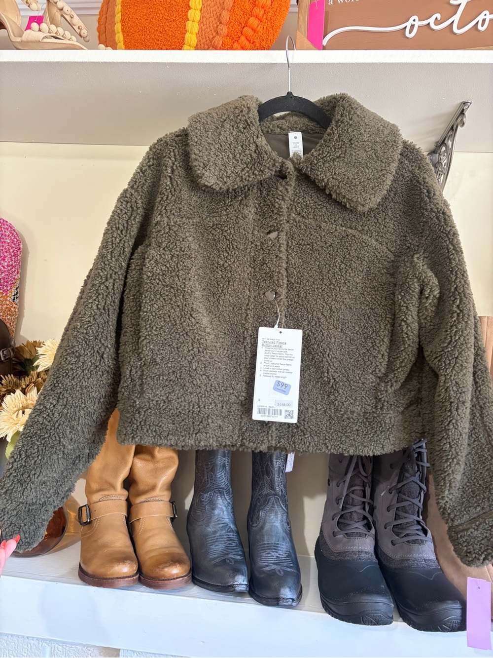 lululemon Olive Green Sherpa Puffer Jacket